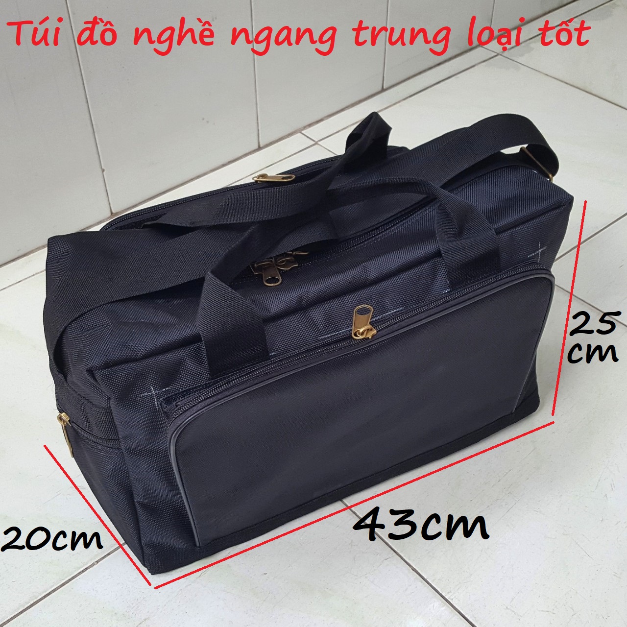 Túi đồ nghề ngang trung đen loại tốt dày, bền
