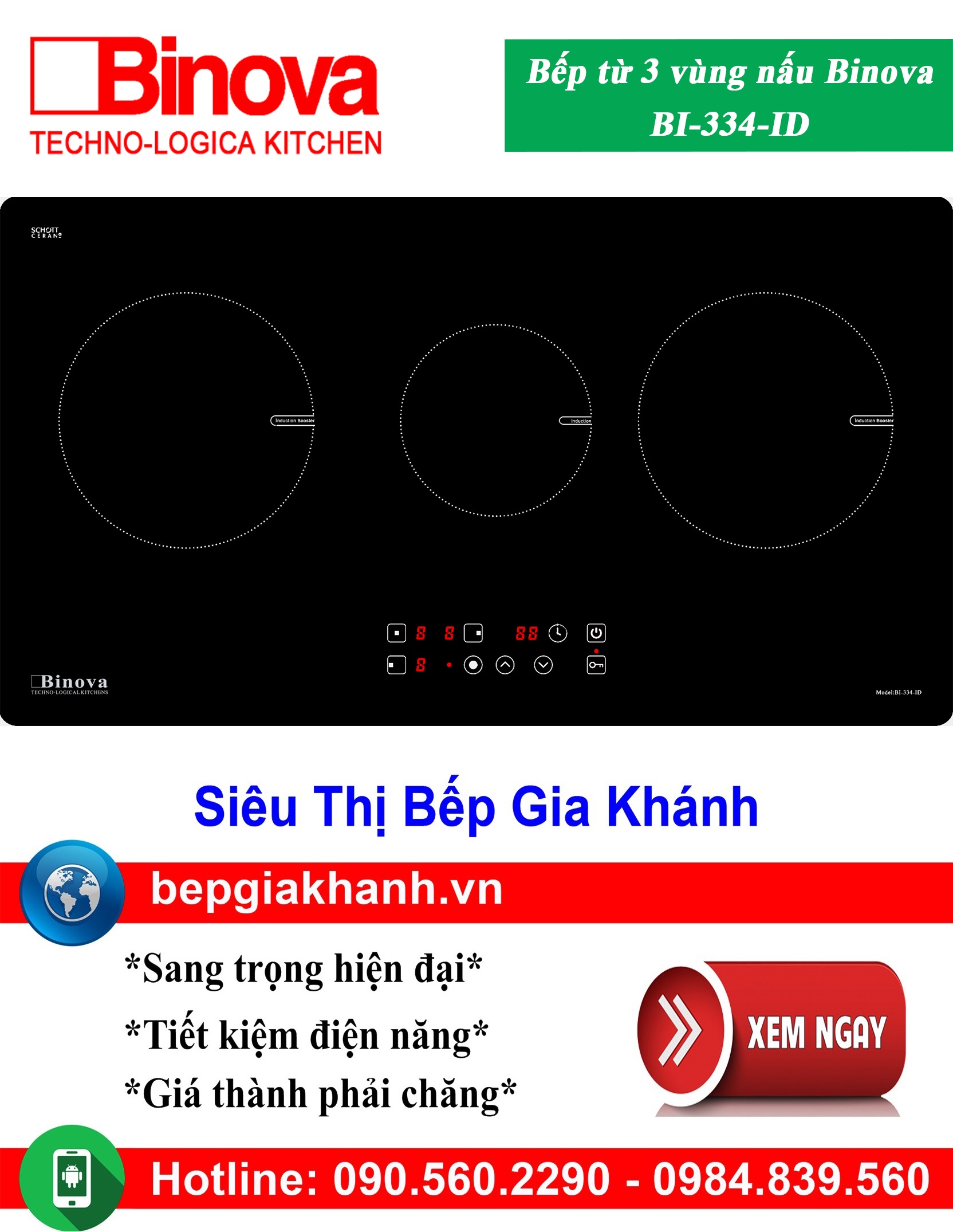 [HCM]Bếp từ 3 vùng nấu Binova BI-334-ID, bếp từ, bếp điện từ, bếp từ đôi, bếp điện từ đôi, bếp từ giá rẻ, bếp điện từ giá rẻ, bếp từ đơn, bep tu don, bep tu