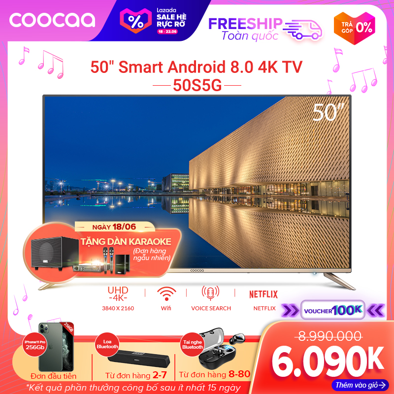 SMART TV 4K UHD Coocaa 50 inch - Android TV - Wifi - viền mỏng|ProductId:395