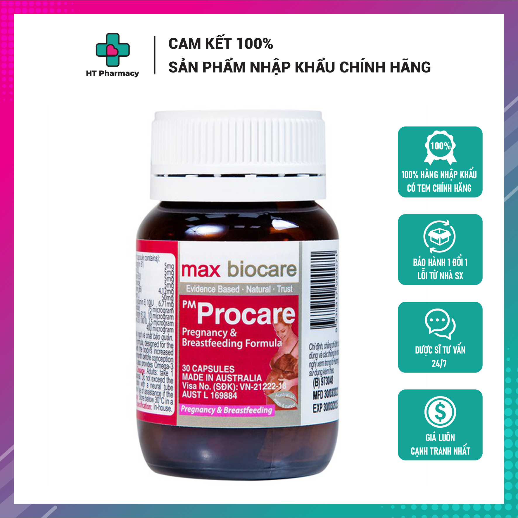 PM Procare Vitamin tổng hợp cho bà bầu - Lọ 30 viên