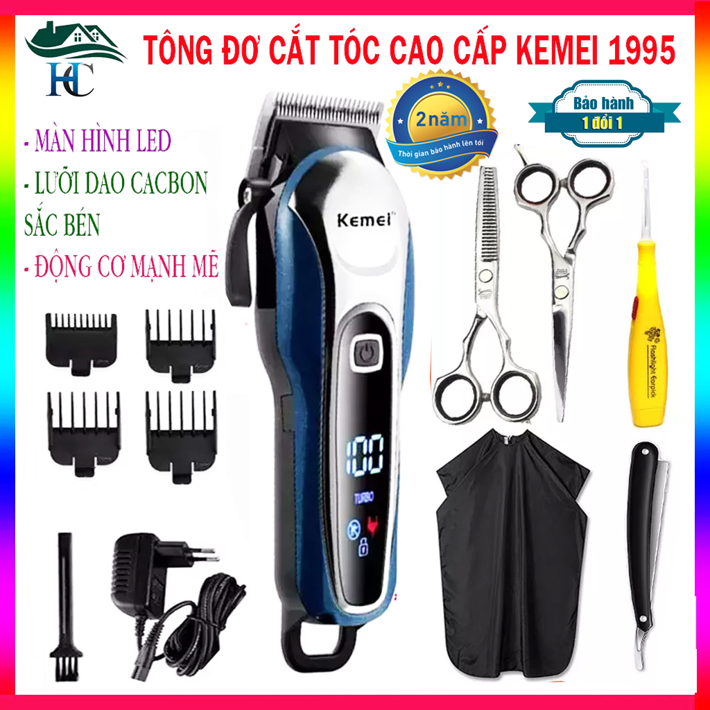 Tăng đơ cắt tóc loại tốt chính hãng Kemei Km-1995, tông đơ hớt tóc người lớn, trẻ em chuyên nghiệp, công suất cao, lưỡi cắt sắc bén
