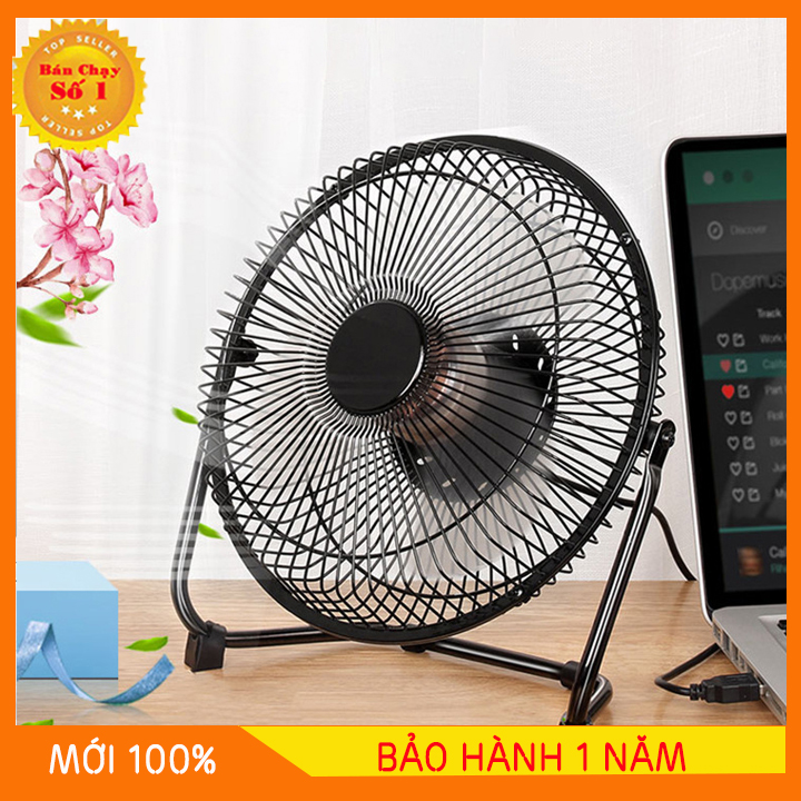 Quạt để bàn Quạt USB lồng sắt Mini FAN cỡ lớn 14cm 4 cánh quạt cực mát HANG XUẤT KHẨU