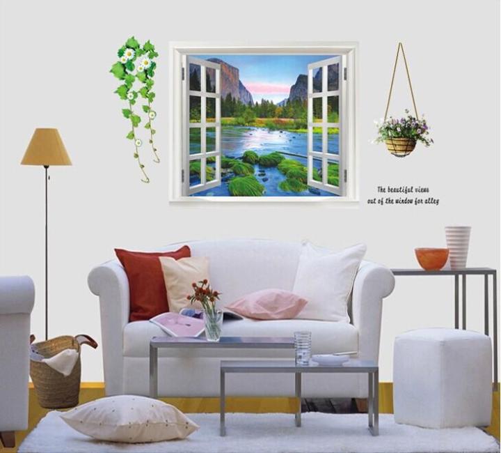 Decal trang dán tường Khung cửa sổ AY893