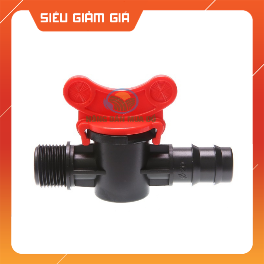 Giá sỉ bịch 50 van khởi thủy ren ngoài 21 nối ống ldpe 20mm | van khóa ống pe/ldpe