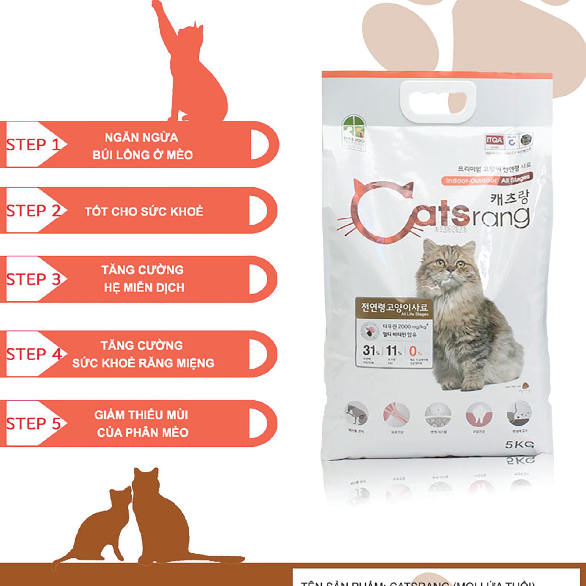 Thức ăn hạt cho Mèo mọi lứa tuổi. CatsRang- Bao 5kg. Sản Phẩm Korea.