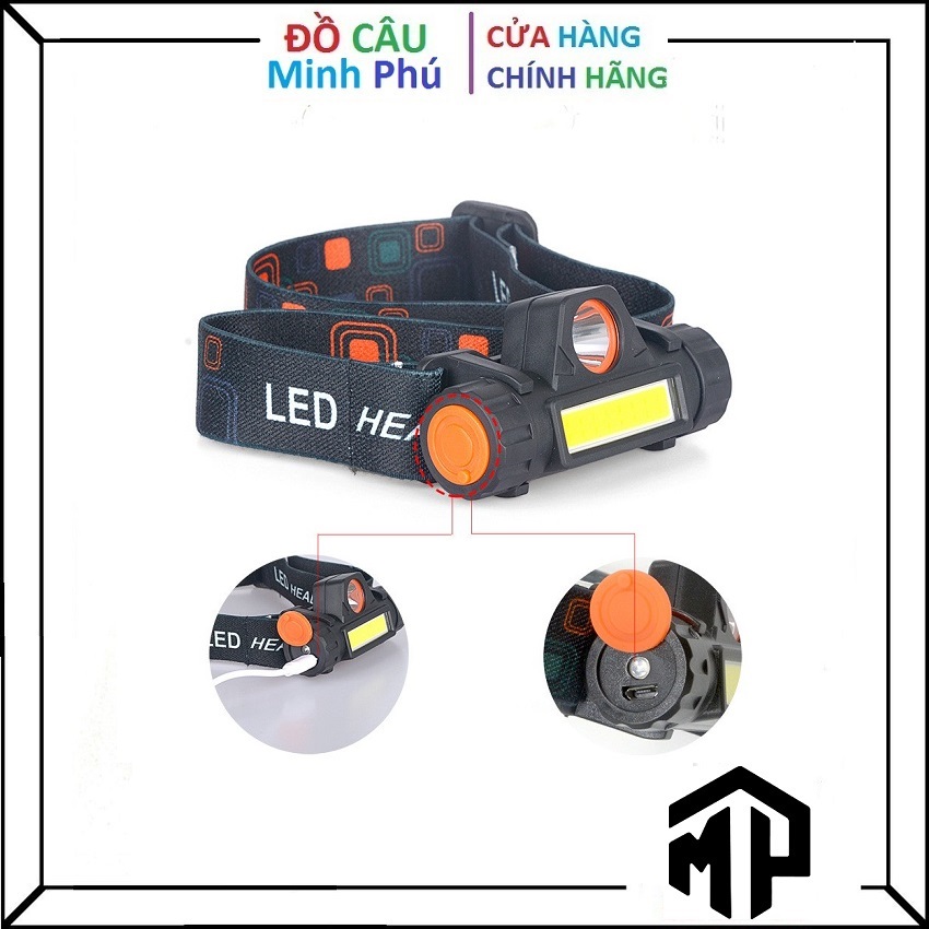 Đèn pin đội đầu siêu sáng 2 bóng 101 - tặng kèm pin và sạc - minh phú