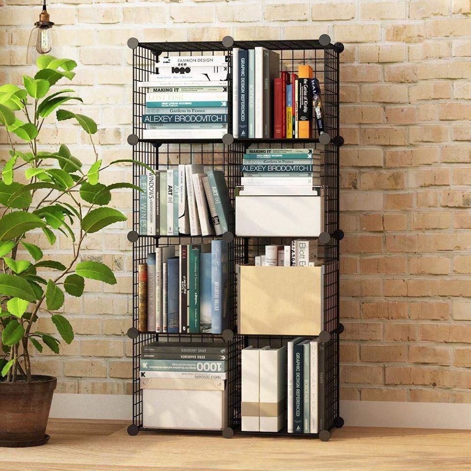 Tủ kệ 2 ô lắp ghép làm tủ sách, tủ quần áo thông minh tiện lợi bằng sắt loại 1 kèm chốt nhựa ABS siêu bền giá chỉ 179K [Kệ 2 Ô]