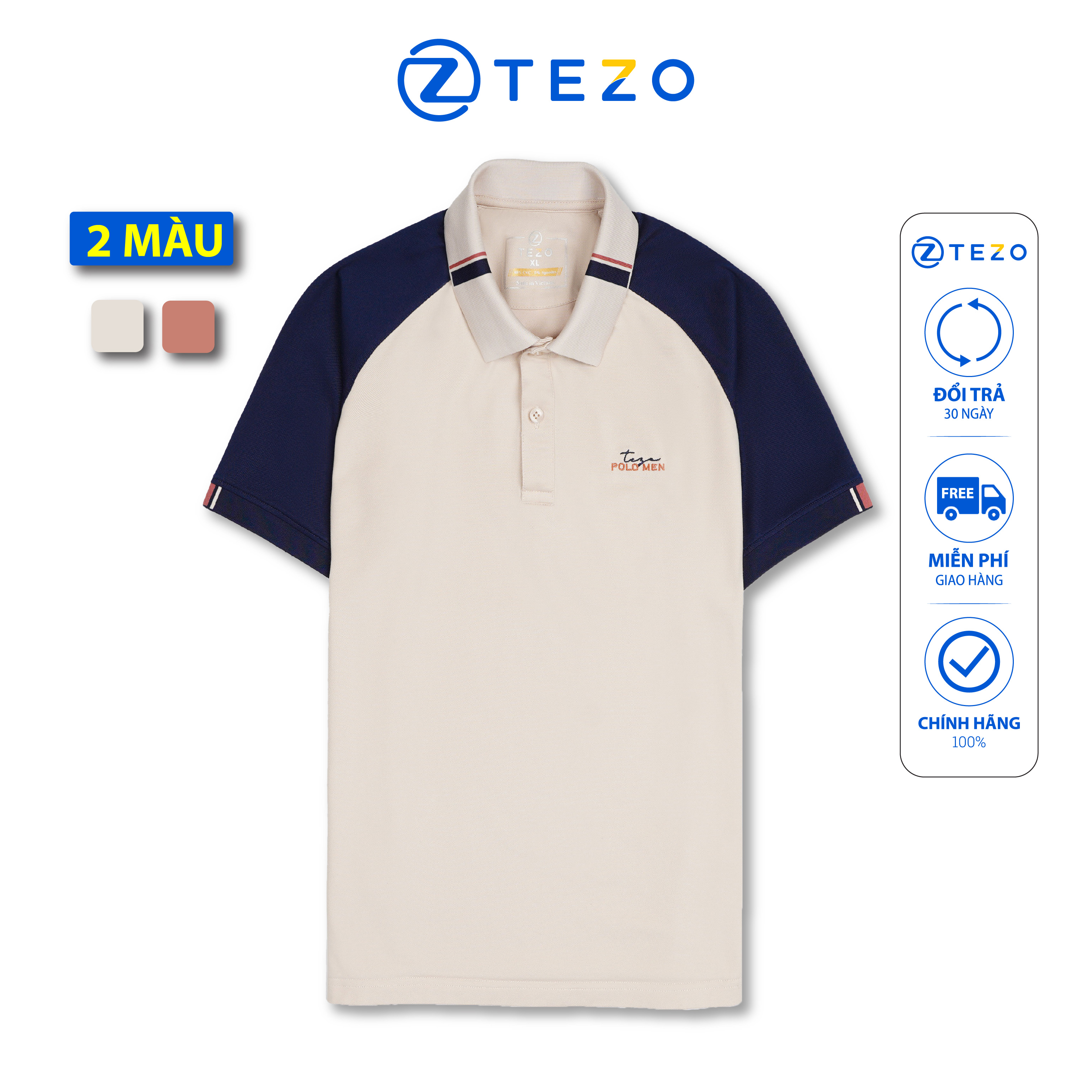 Áo polo nam tay raglan thêu ngực tezo 23apct034