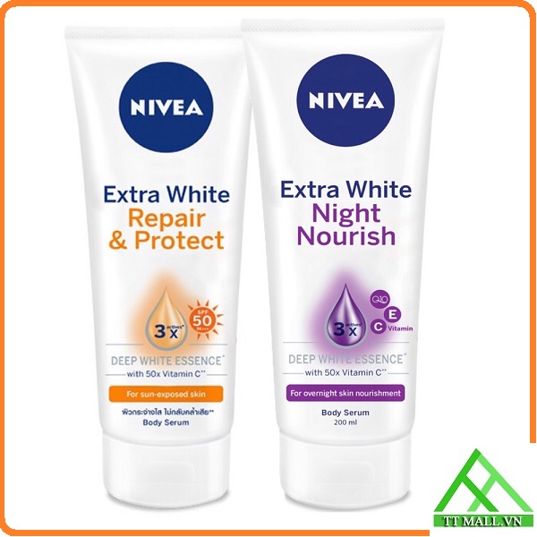Combo Serum Dưỡng Thể Trắng Da Nivea: Ban Ngày 180ml & Ban Đêm 200ml