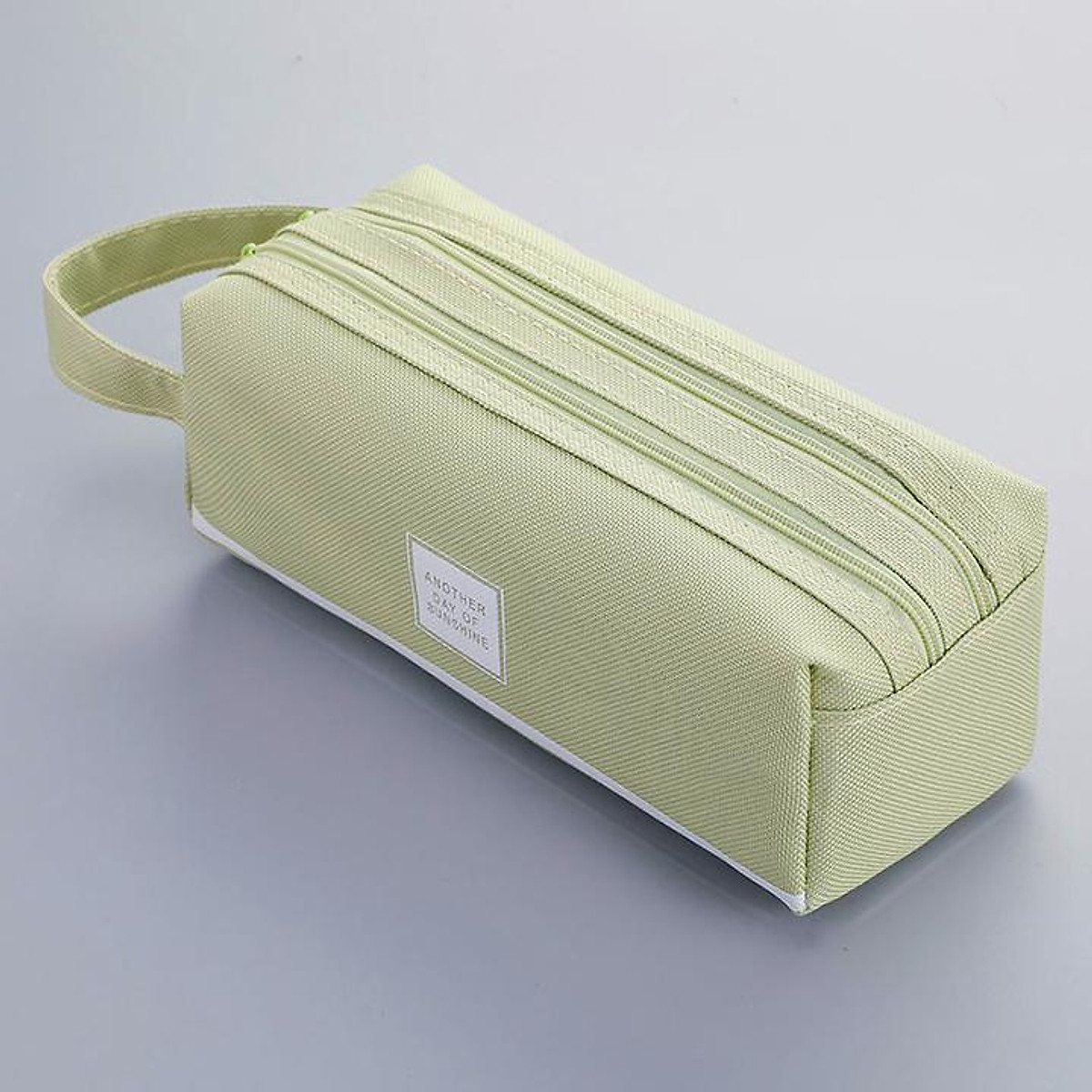 Hộp bút vuông 2 dây kéo - nhiều màu - Xanh matcha