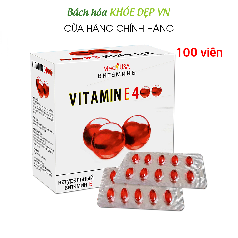 Viên uống đẹp da Vitamin E Đỏ 4000mcg Aloe vera 500mg chống lão hóa - Hộp 100 viên