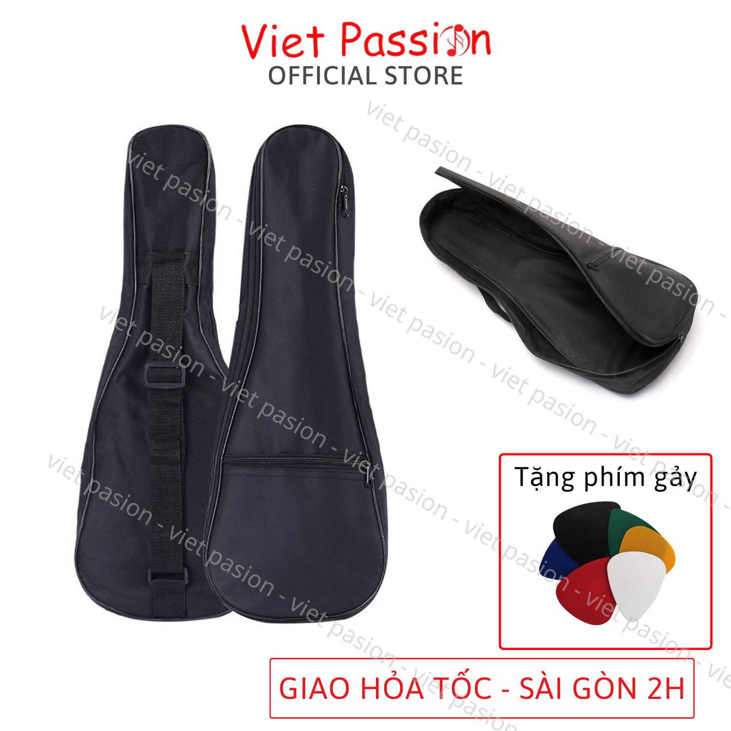 Bao đàn ukulele vải 3 lớp bền đẹp chống thấm nước và bao 1 lớp đàn soprano 21 inch concert 23 tenor 26 inch Viet Passion HCM