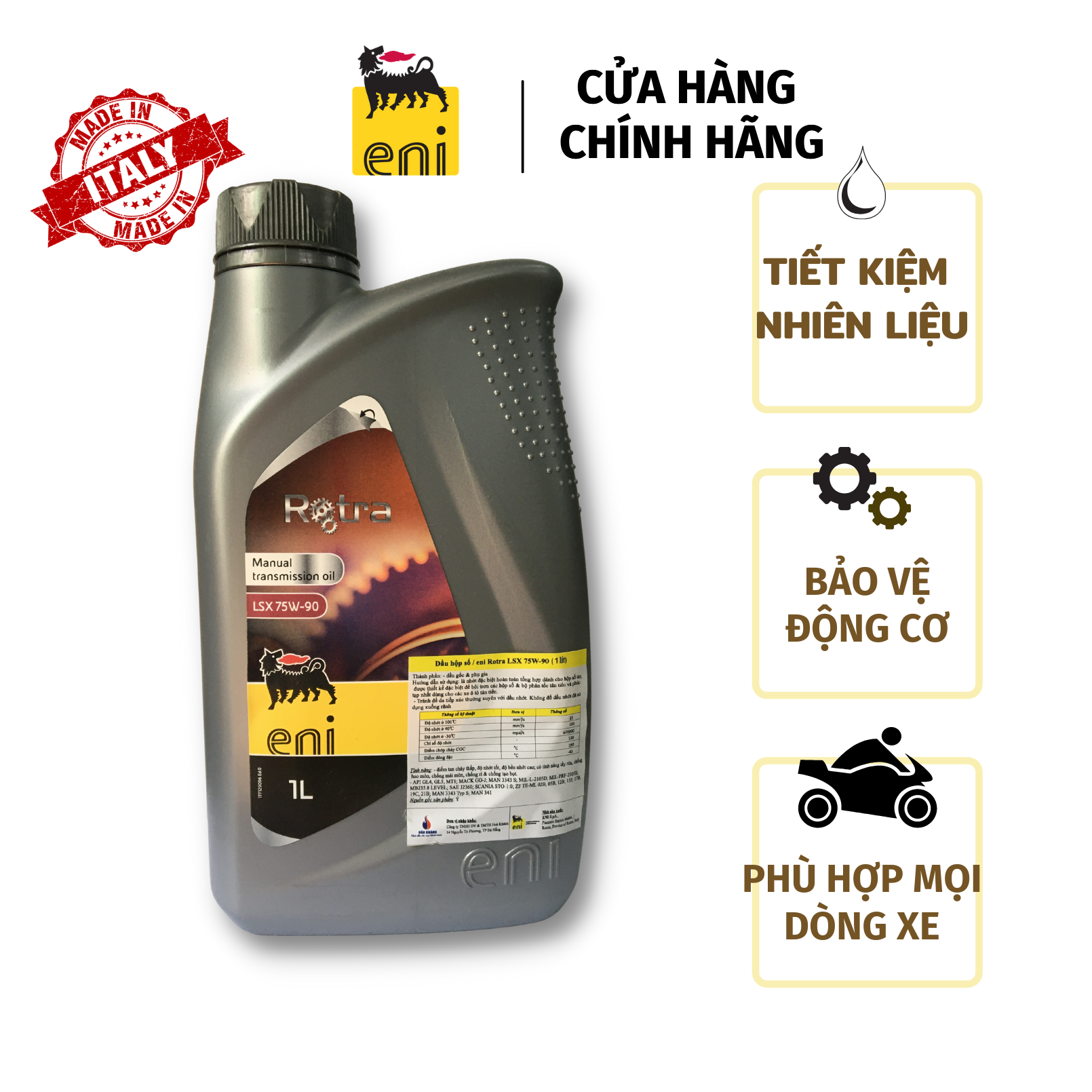 Dầu hộp số cao cấp Eni Rotra LSX 75W-90 Nhập khẩu Ý (1L)