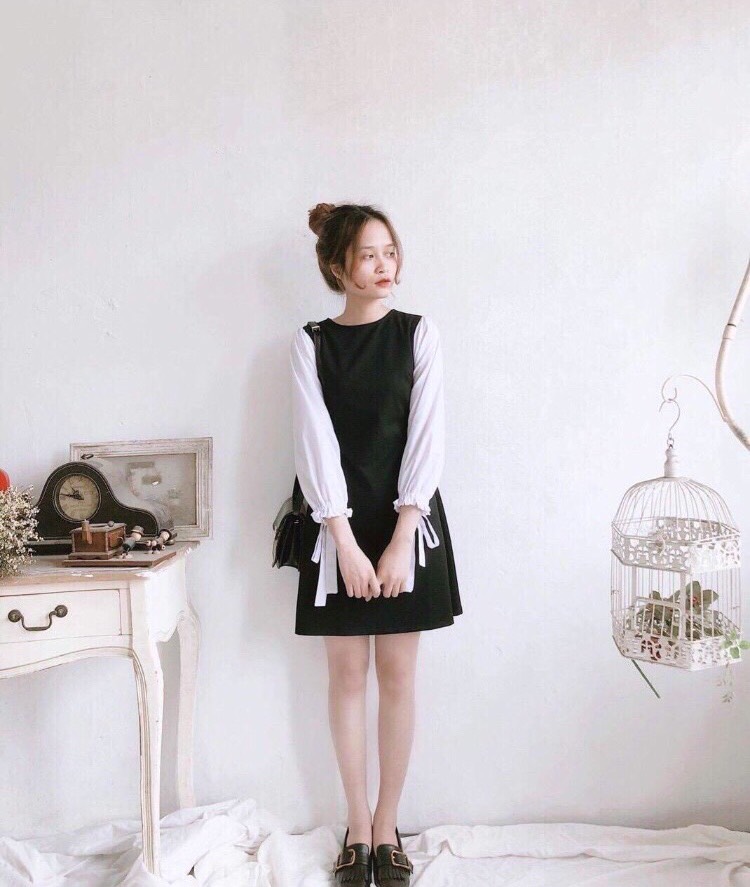 Đầm nữ tay dài  phối nơ, váy nữ đi biển đi tiệc  cực xinh [ VÁY TAY NƠ]