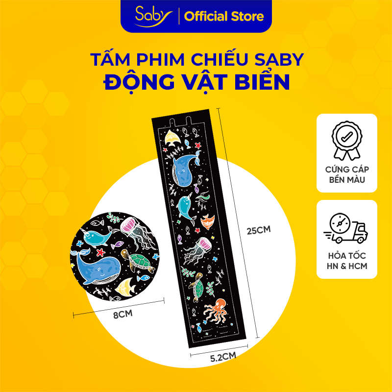 Tấm phim chiếu Saby hình động vật biển,đại dương cho đèn ngủ chiếu sao Saby Dreamz và Saby Stories hình chiếu dành cho đèn chiếu sao, đèn ngủ cho bé