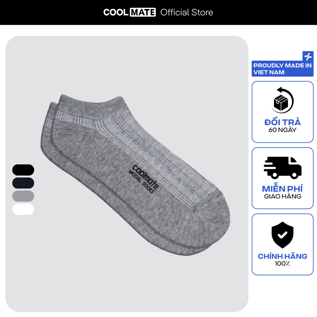 Tất nam nữ unisex cổ ngắn Modal giữ ấm, kháng khuẩn, thấm hút tốt - Coolmate