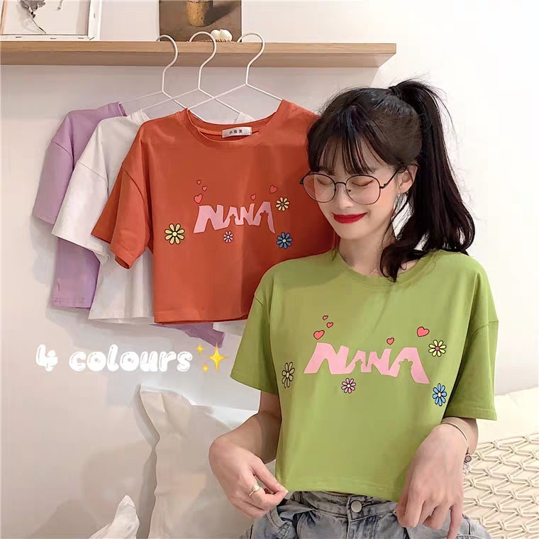 [HCM][Có ảnh thật] Áo croptop in hình NANA 4 màu