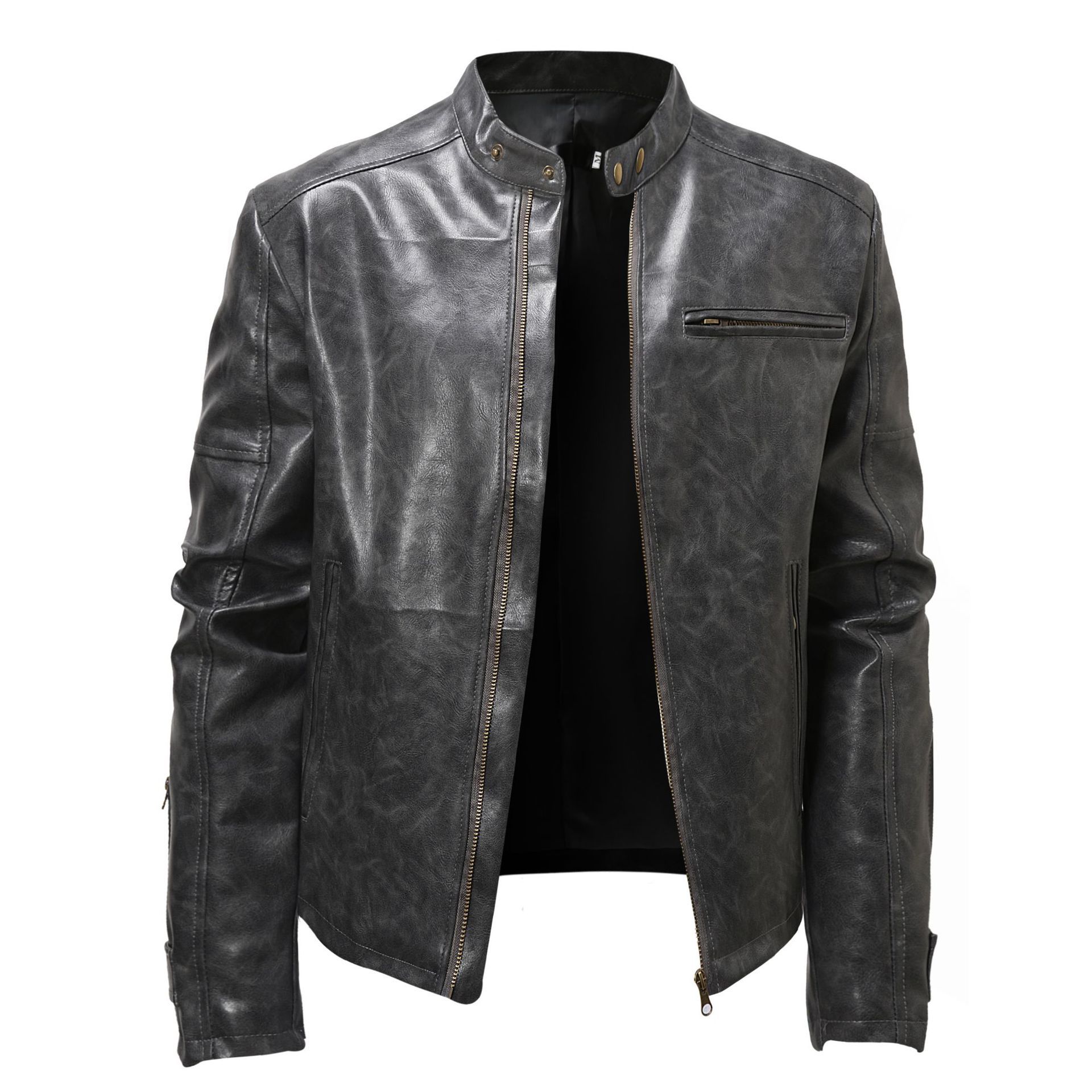 -A Ngoại Thương AliExpress Quần Áo Nam Âu Mỹ Áo Khoác Da Xe Máy Đã Qua Sử Dụng Áo Khoác Da Punk Cổ Đứng Cho Nam Thanh Thiếu Niên