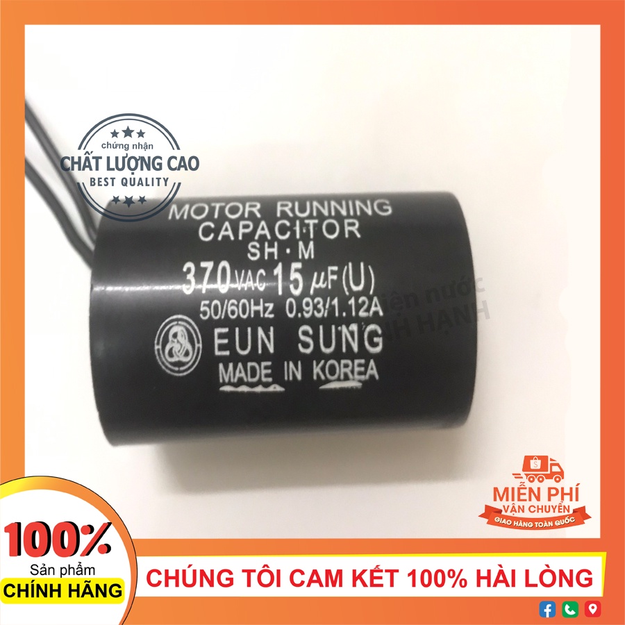Tụ máy bơm nước 15uf 370v - hàng loại 1 chất lượng cao