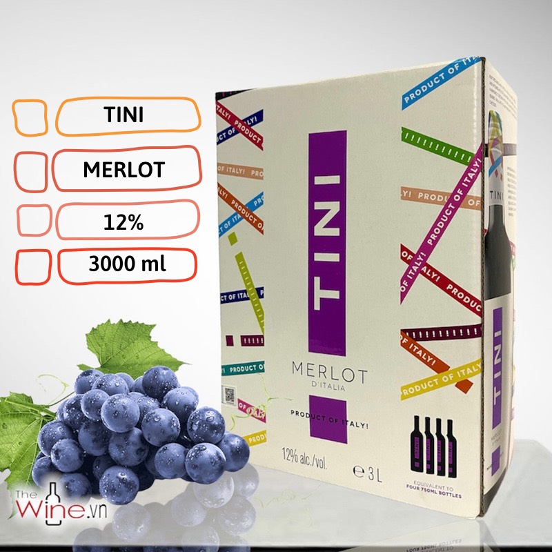 Vang bịch 3l nhập khẩu ý tini - vang đỏ hộp 3l