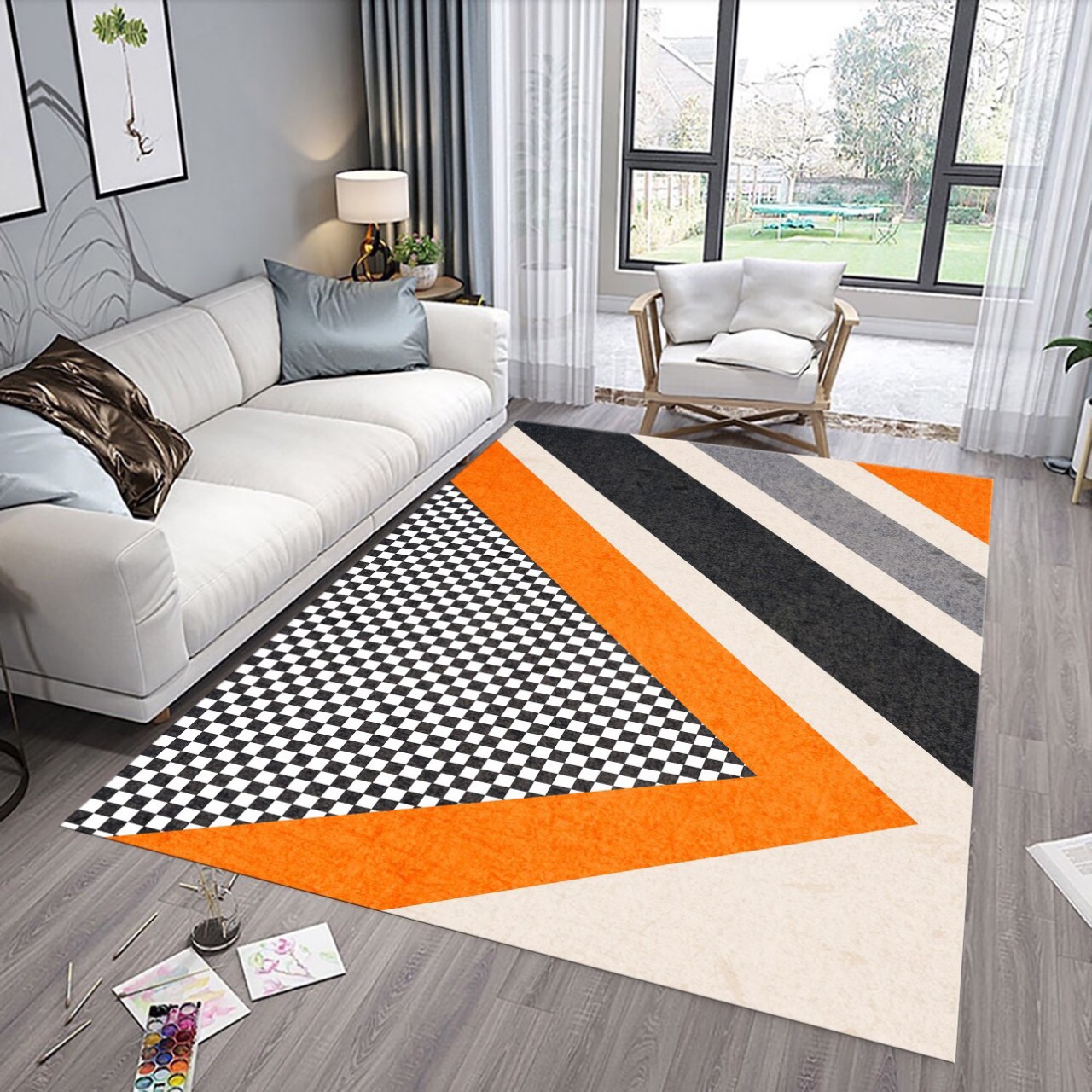 Thảm trải sàn bali 5D mẫu đa giác sang trong 1m6x2m3 hót nhất 2021