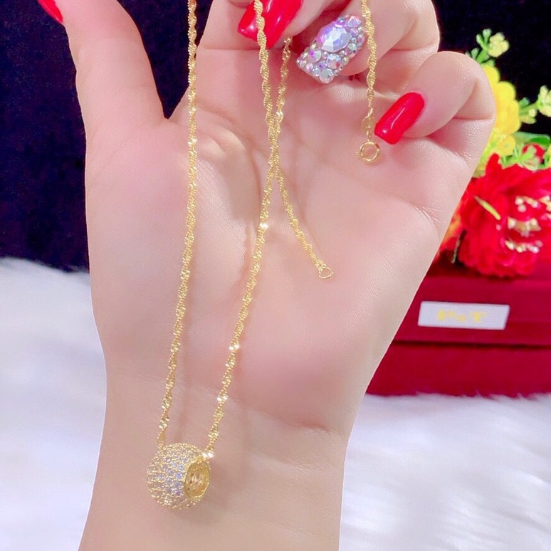 Dây chuyền nữ kiểu xoắn mặt trái châu mạ vàng 18k