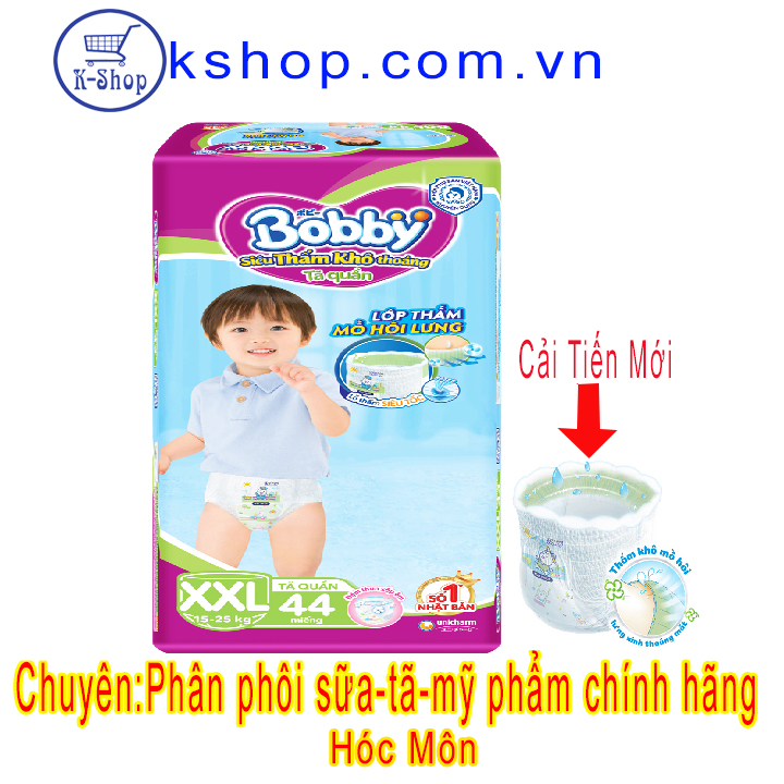 [HCM]Tã quần Bobby trên 16kg (XXL - 44 miếng)- ĐỆM LƯNG THÂM MỒ HÔI