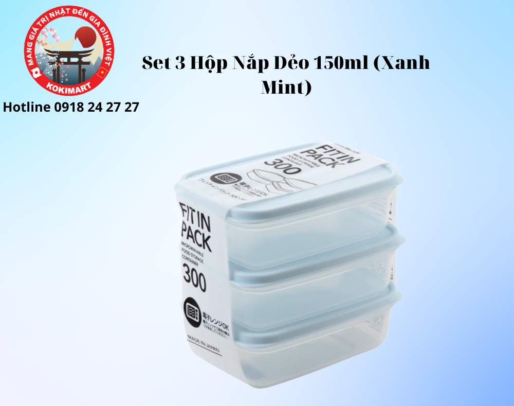Set 3 hộp nắp dẻo 150ml