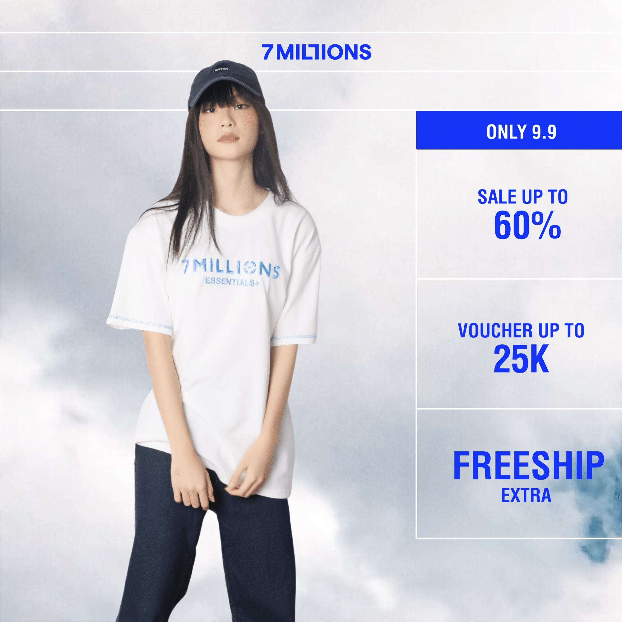 7MILLIONS Áo thun Essential+ / Màu trắng / Tặng kèm Box