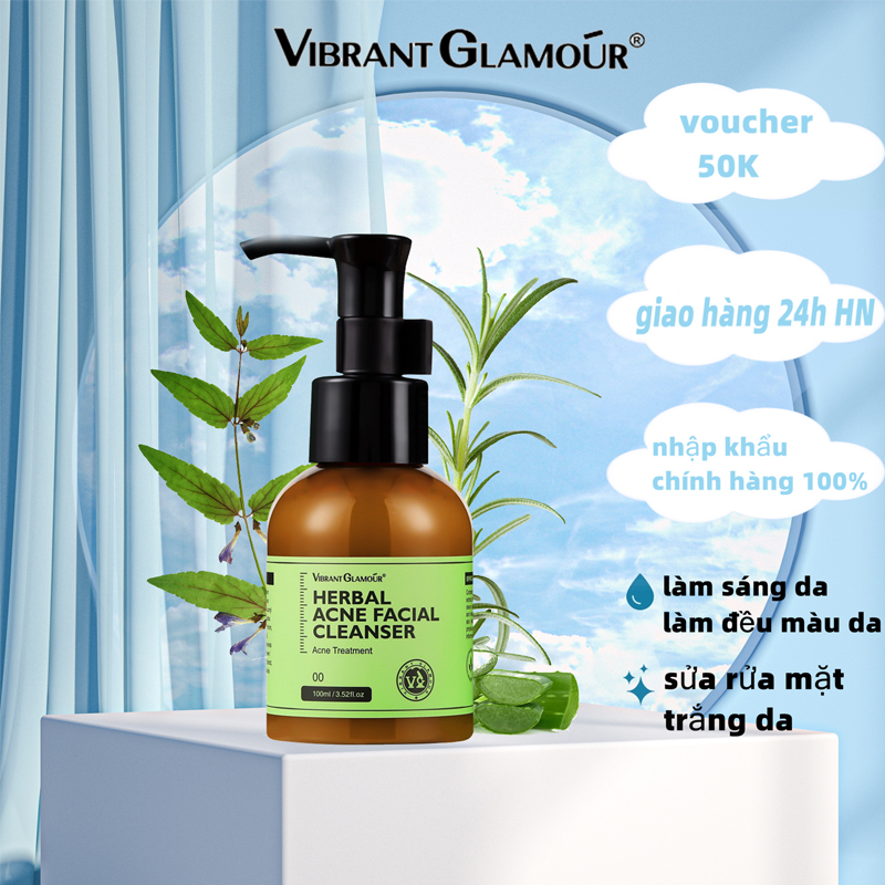 Vibrant glamour sữa rửa mặt herbal acne làm sạch sâu da dưỡng ẩm 100ml sữa rửa mặt làm trắng da dưỡng ẩm
