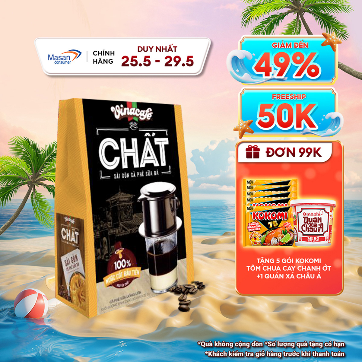 Cà Phê Vinacafé Chất Sài Gòn Cà Phê Sữa Đá - Hộp 10 Gói x 29g