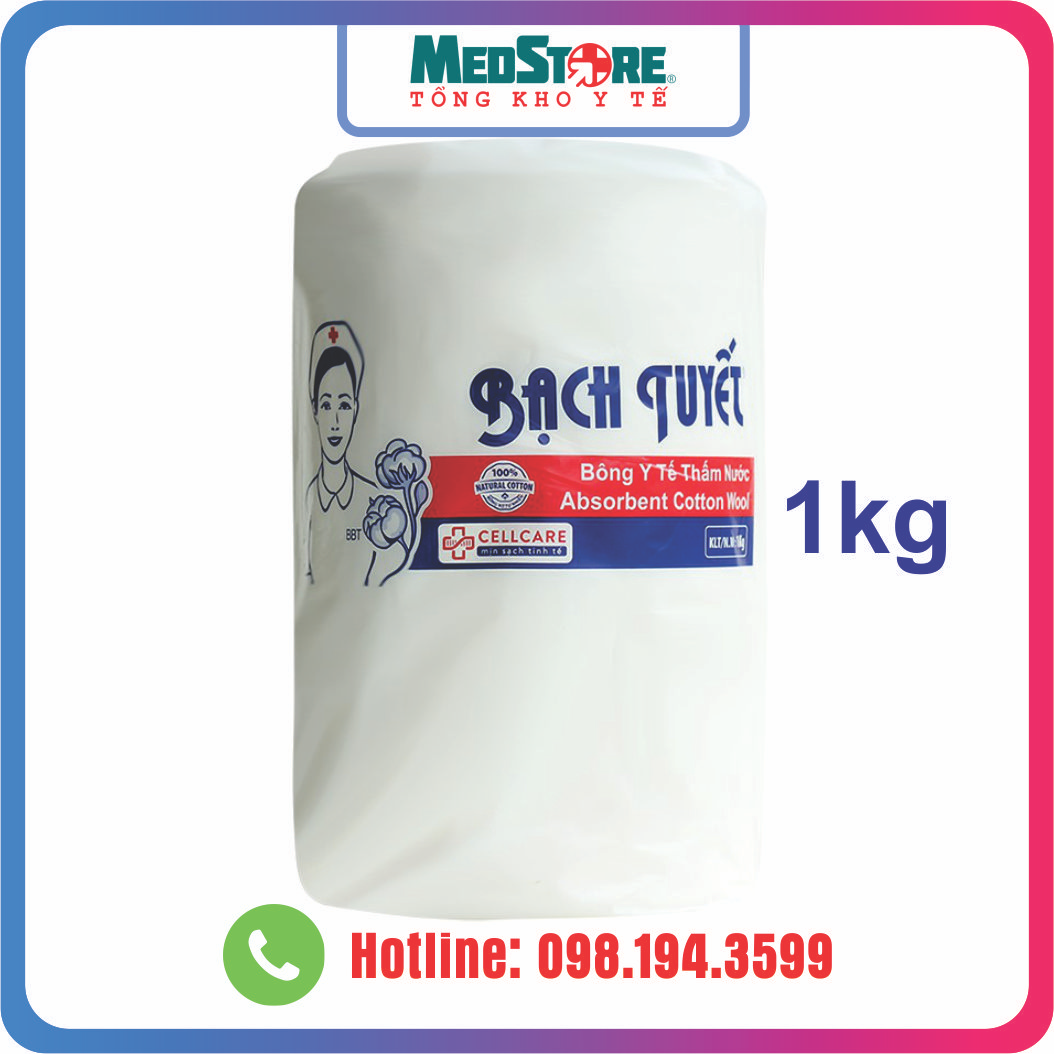 Bông Bạch Tuyết cuộn y tế thấm nước 1kg - TBYT Medstore, vệ sinh em bé