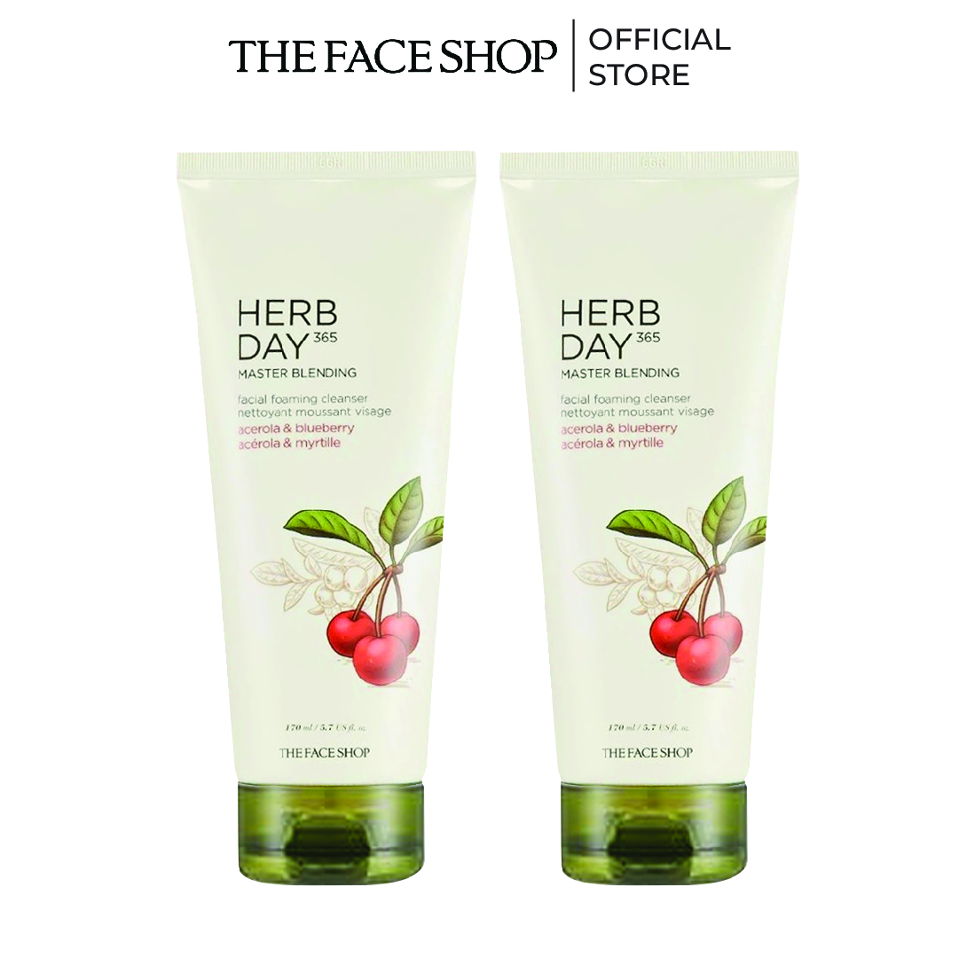 Combo 2 Sữa Rửa Mặt Thefaceshop Herbday365 Master Ble Foaming Cleanser Ace&Bluebery 170Mlx2