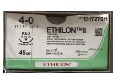 Chỉ phẫu thuật ETHILON 4-0, một kim tam giác FS-2 19mm 3 8c, 45cm, EH7270H