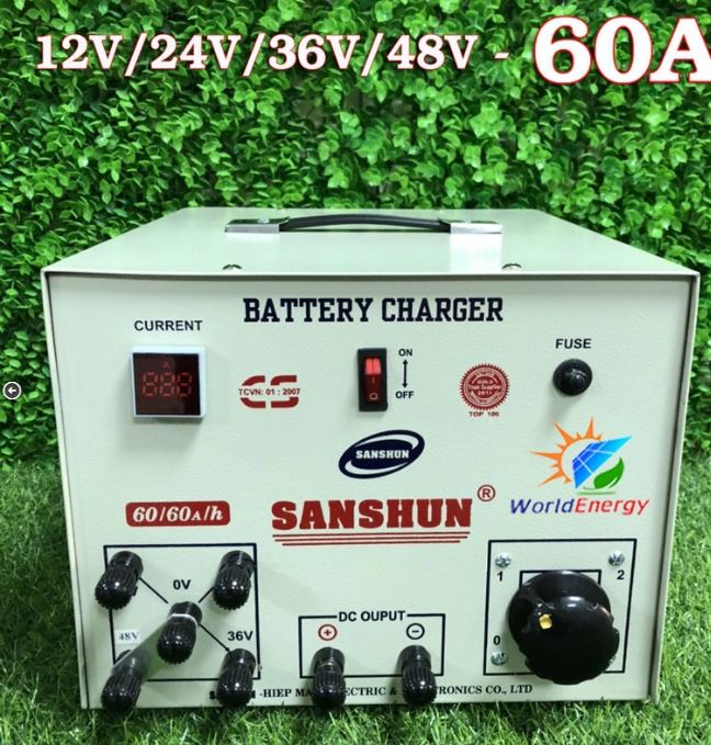 Sạc bình ắc quy 12v-24v-36v-48v sanshun 60a