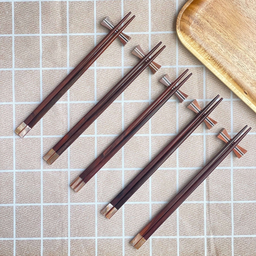 Đũa gỗ Trắc vuông 23,5cm - Đầu gắn xà cừ - Đũa gỗ tự nhiên cao cấp