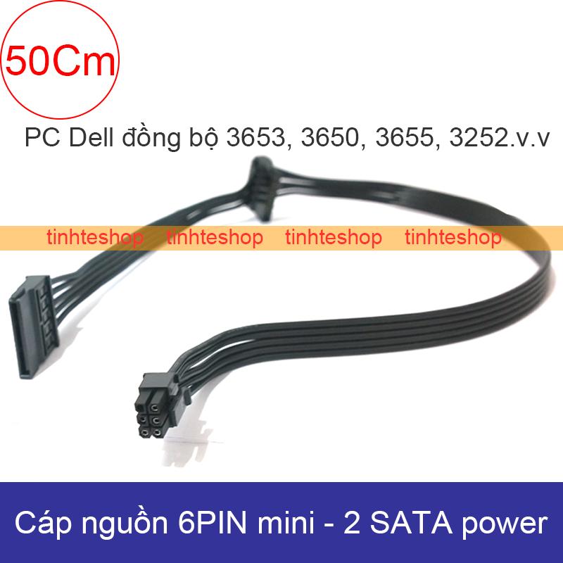 Cáp chuyển nguồn 6pin mini ra 2 SATA power - Dây cấp nguồn cho HDD SSD DVD-R mini 6pin ra 2 SATA dùng cho Dell 3653 3650 3655 3252 35Cm Barwis BR-CB6PMN2SATAPW35CM