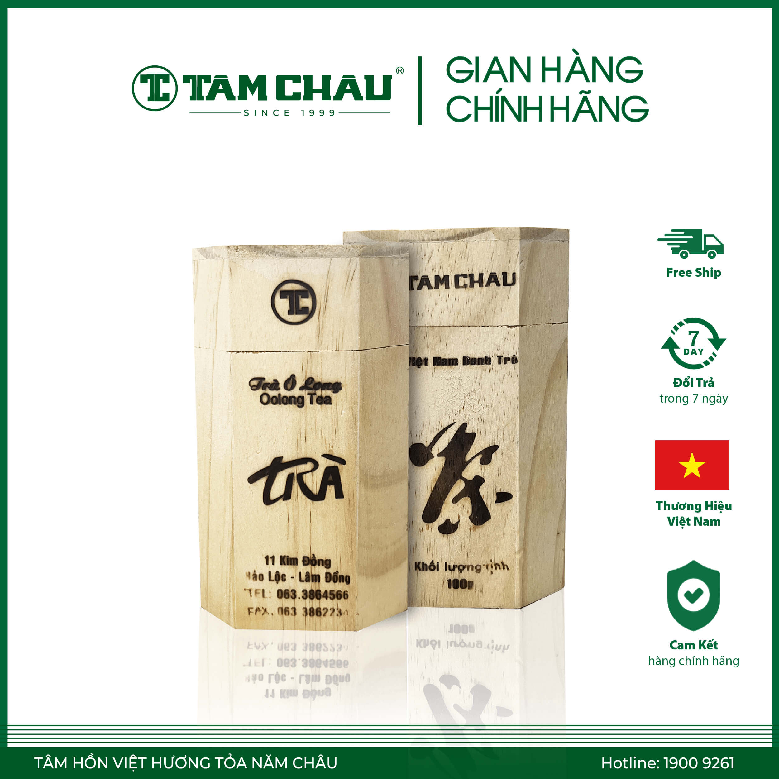 Trà oolong hộp gỗ 100g sang trọng