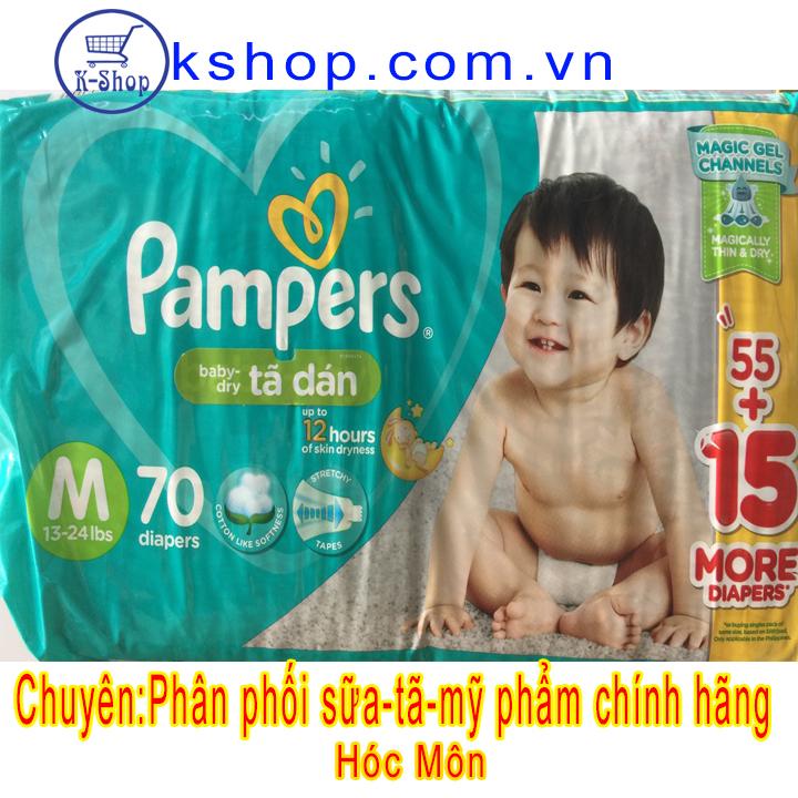 Tã dán Pampers Nhập Khẩu Philiphines M70 miếng cho bé từ 6-10kg