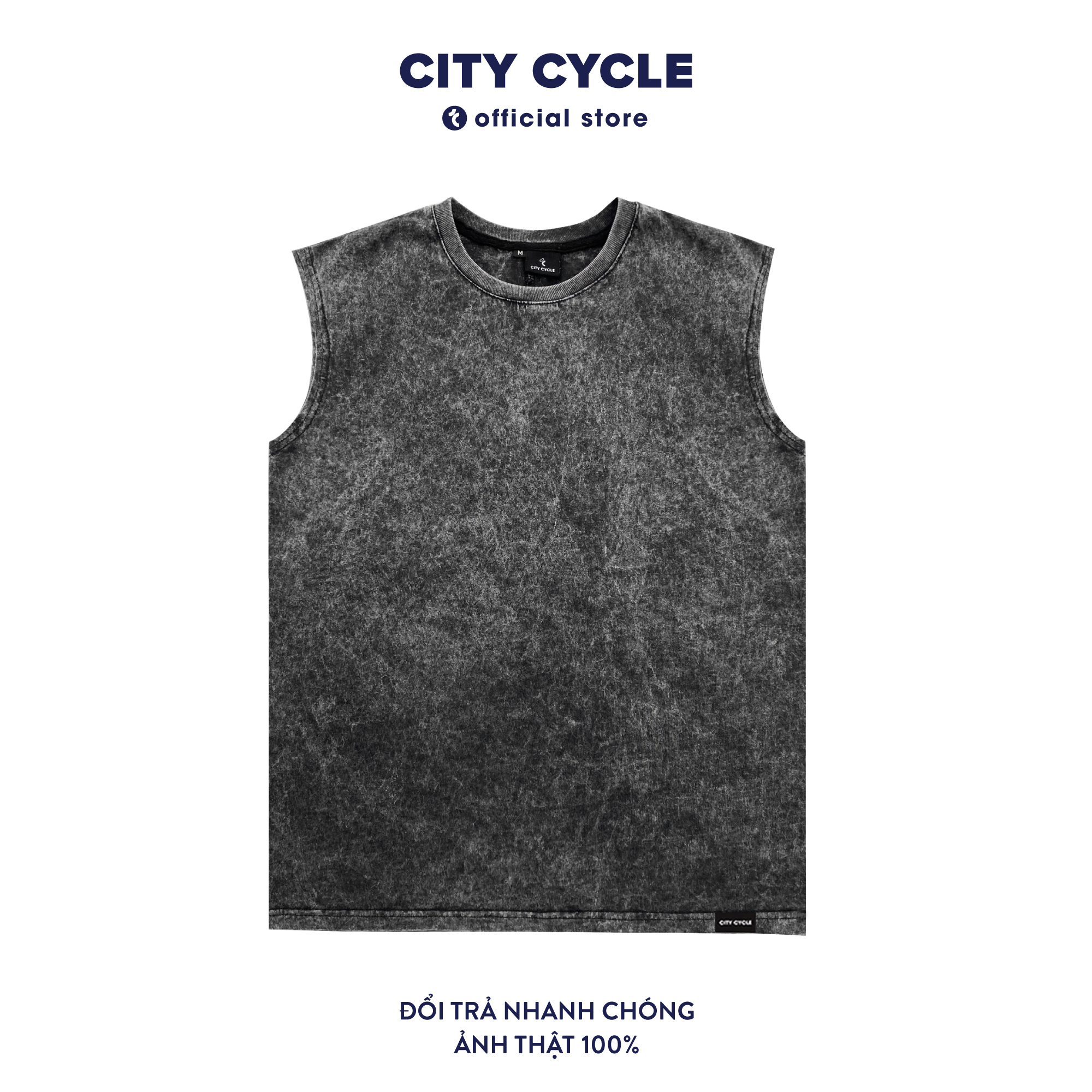 Áo tanktop loang trơn oversize City Cycle - Áo ba lỗ unisex wash nam nữ form rộng Local Brand