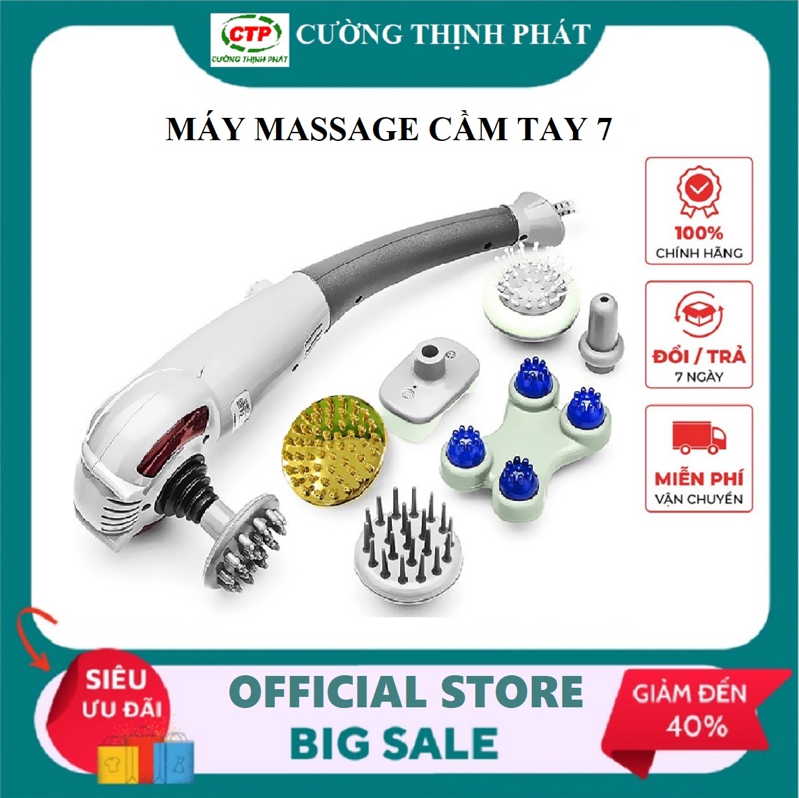 Máy massage cầm tay máy mát xa cầm tay 7 đầu hồng ngoại King Massager