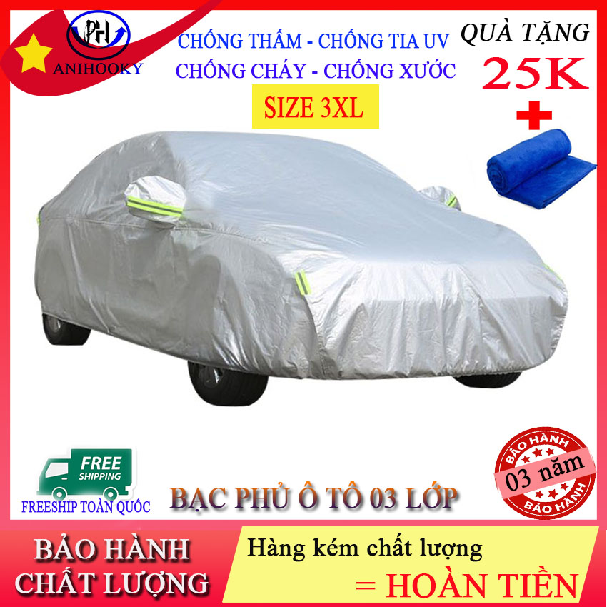 BẠT PHỦ XE Ô TÔ ANIHOOKY, BẠT PHỦ Ô TÔ 5 CHỖ - mã BP, Hàng chất lượng cao ,Chống Nóng - Chống Thấm - Chống Tia UV| Tặng kèm Khăn lau ô tô 25K | bạt phủ ô tô, bạt phủ xe tải, bạt phủ xe ô tô 4 chỗ, trùm xe hơi,bạc phủ ô tô 3 lớp