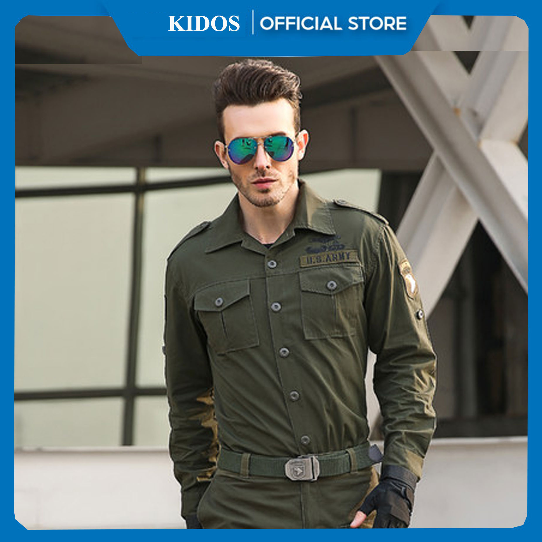 Áo sơ mi kaki nam dài tay lính mỹ phong cách mạnh mẽ cực ngầu, áo sơ mi phượt thủ chuyên nghiệp chất liệu vải kaki dệt công nghệ cao thấm hút và thoáng mát bền màu