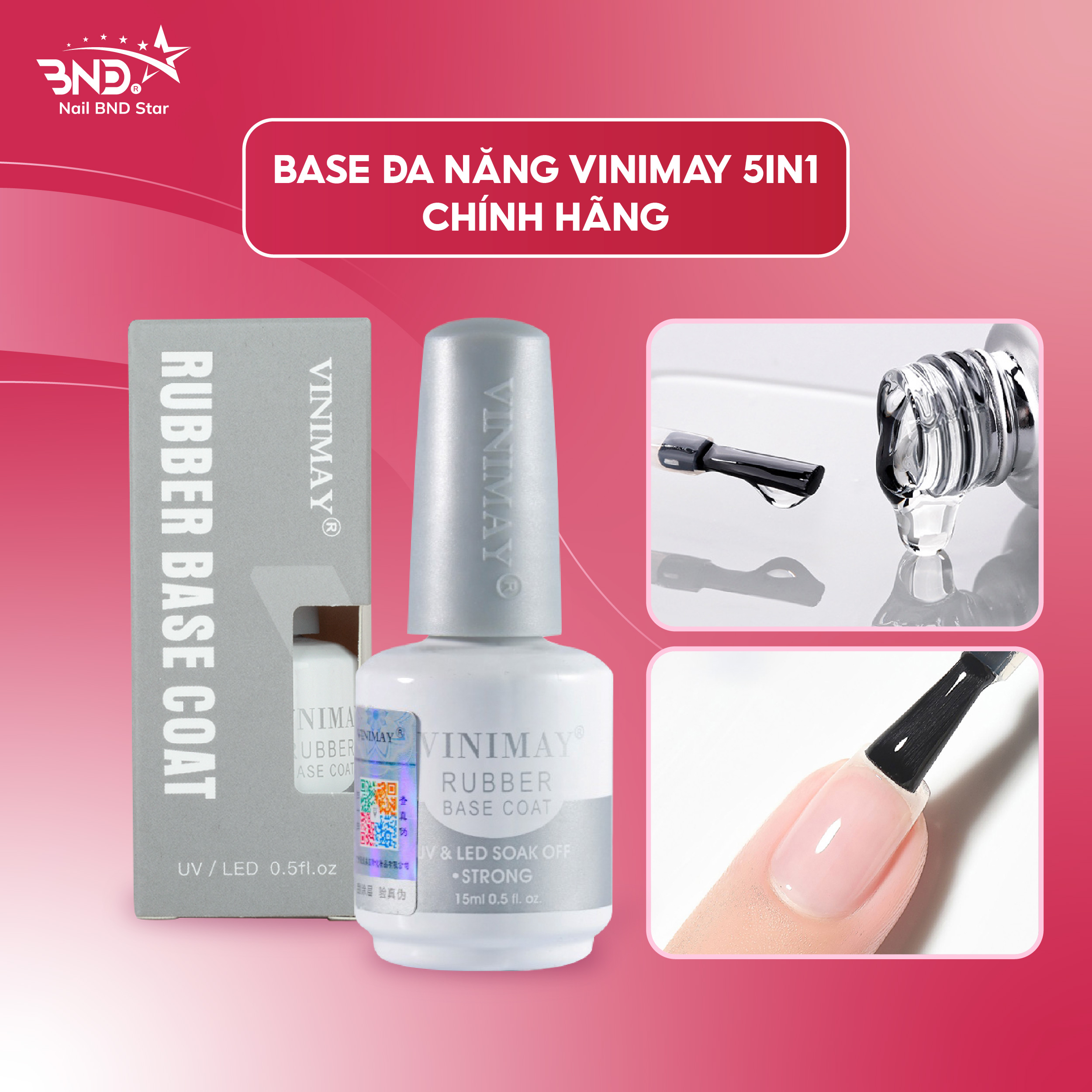 Gel đa năng 5in1 Vinimay  - Sơn gel base liên kết gel 5in1 tối ưu tiết kiệm cho thợ nail NailBND