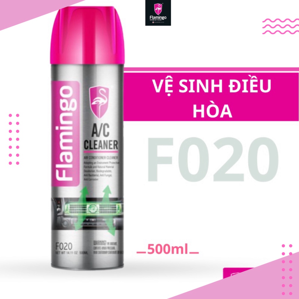 Chai Vệ Sinh Bụi Bẩn Vi Khuẩn Mùi Hôi Điều Hòa Ô Tô Flamingo F020 500ml