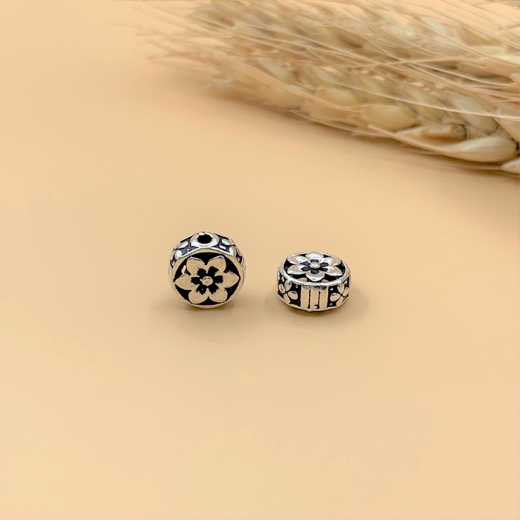 Charm nối tròn hình hoa dày - charm bạc 925 - mã ca730