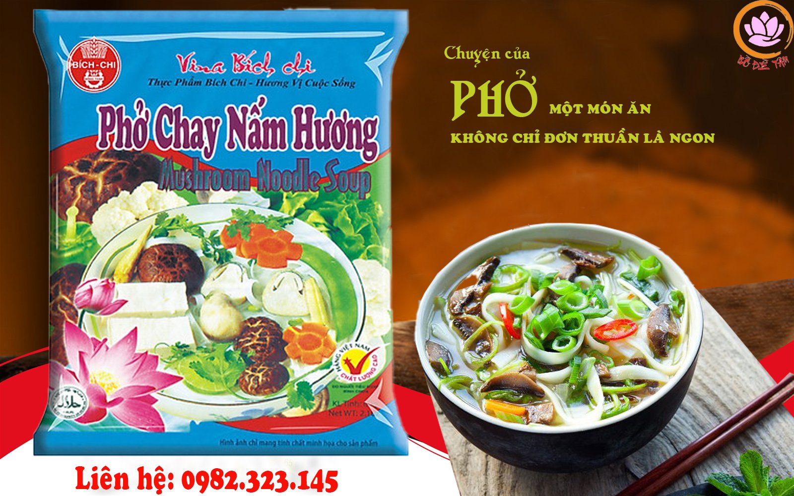 THÙNG 30 GÓI PHỞ CHAY NẤM HƯƠNG BÍCH CHI