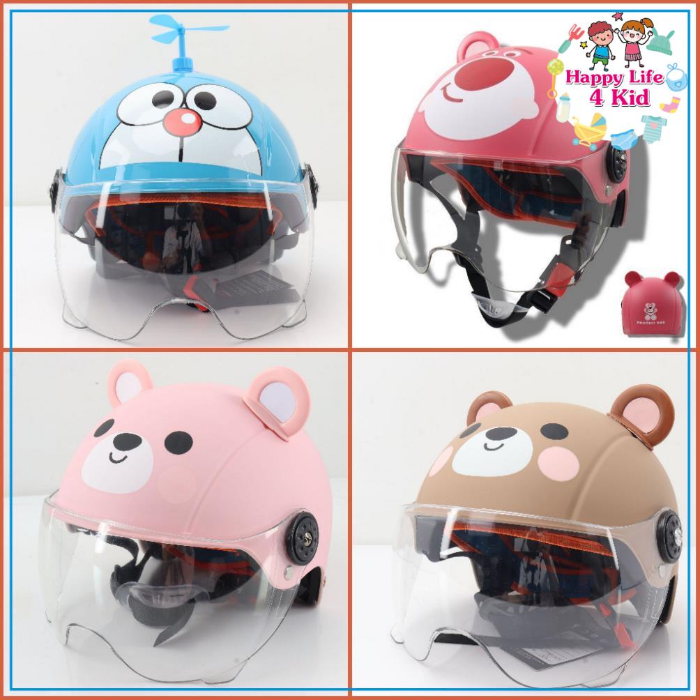 Mũ bảo hiểm cho bé, mũ bảo hiểm cute, nón bảo hiểm có kính cho bé, mũ thể thao hoạt hình ngộ nghĩnh - Happy Life 4Kid