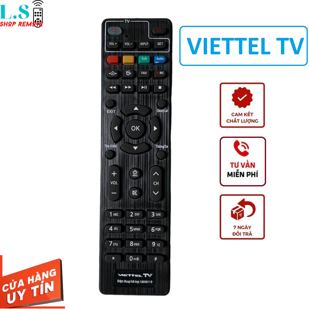 Điều khiển Viettel TV Box hàng chuẩn, remote đầu thu viettel, đầu kĩ thuật số vietel tv - Tặng kèm pin