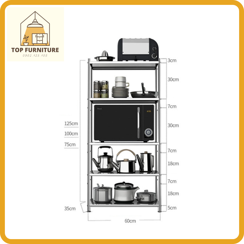 Kệ nhà bếp inox đa năng 3,4 tầng cao cấp